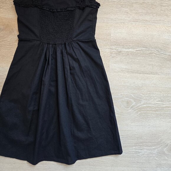 ASOS DESIGN Cotton Linen Mix Ruffle Trim Mini Sundress Black Size 2 New With Tag - Picture 13 of 17